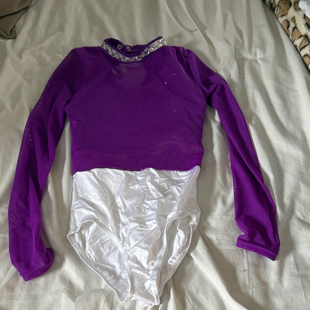 Weissman Purple and White Embellished Leotard